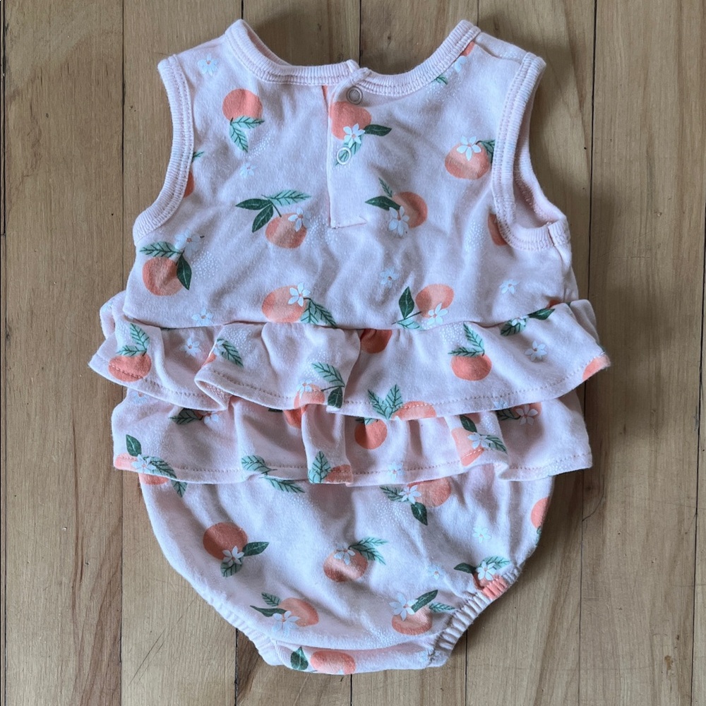 Peach Patterned Ruffle Diaper Cover